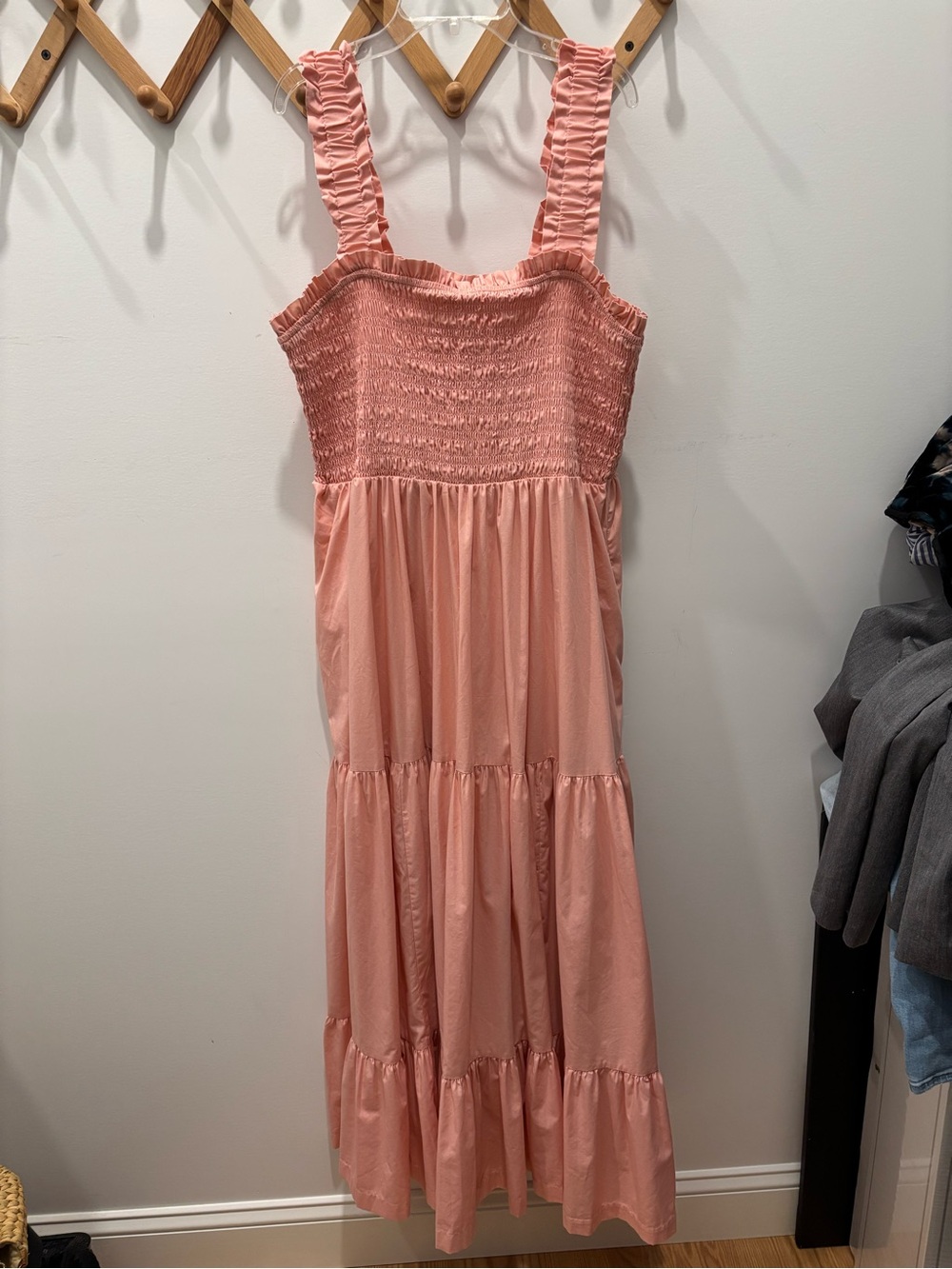 Abercrombie and Fitch pink smocked maxi dress with pockets size xxl